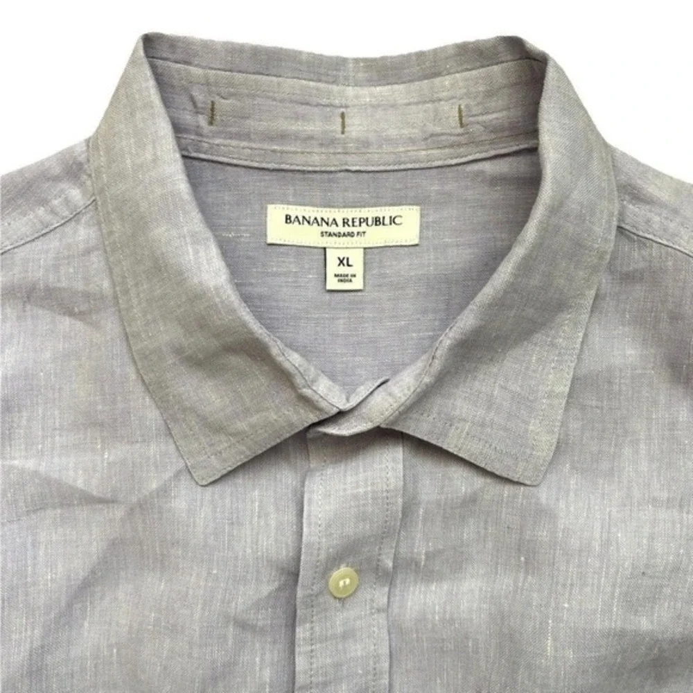 Banana Republic Standard Fit 100% Linen Dress Shirt Men XL Lavender Purple Relax